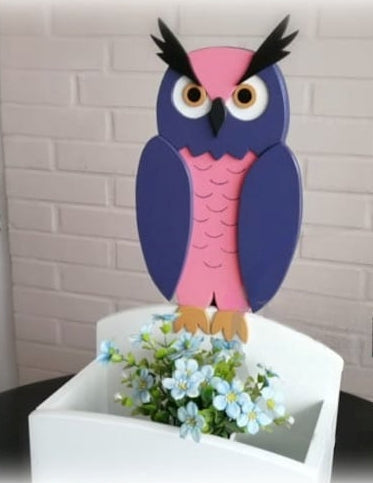 Owl Planter - Wooden Planter Box - DIY Kit - Realistic Animal Garden Plant Holder