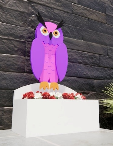 Owl Planter - Wooden Planter Box - DIY Kit - Realistic Animal Garden Plant Holder