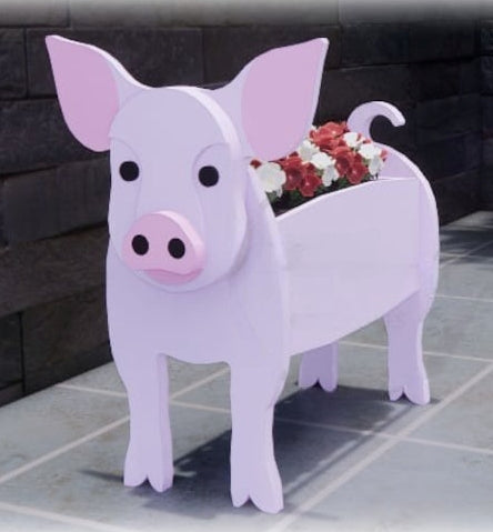 Pig Planter - Wooden Planter Box - DIY Kit - Realistic Animal Garden Plant Holder