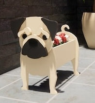 Pug Dog Planter - Wooden Planter Box - DIY Kit - Realistic Dog Garden Plant Holder