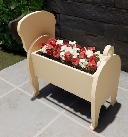 Pug Dog Planter - Wooden Planter Box - DIY Kit - Realistic Dog Garden Plant Holder