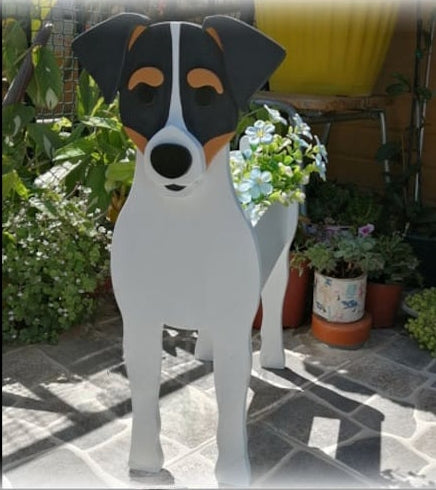 Rat Terrier Dog Planter - Wooden Planter Box - DIY Kit - Realistic Dog Garden Plant Holder