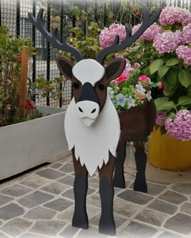 Reindeer Planter - Christmas Wooden Planter Box - DIY Kit - Realistic Garden Plant Holder