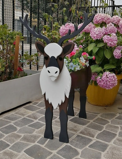 Reindeer Planter - Christmas Wooden Planter Box - DIY Kit - Realistic Garden Plant Holder