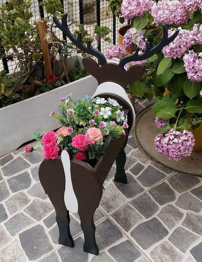 Reindeer Planter - Christmas Wooden Planter Box - DIY Kit - Realistic Garden Plant Holder