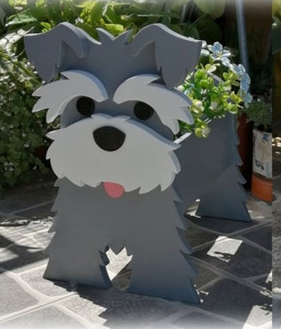 Schnauzer Dog Planter - Wooden Planter Box - DIY Kit - Realistic Dog Garden Plant Holder