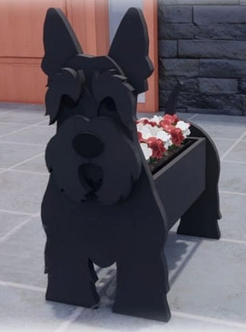 Scottish Terrier Dog Planter - Wooden Planter Box - DIY Kit - Realistic Dog Garden Plant Holder