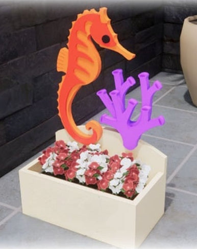 Seahorse Planter - Wooden Planter Box - DIY Kit - Realistic Animal Garden Plant Holder