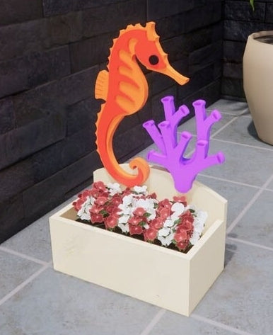 Seahorse Planter - Wooden Planter Box - DIY Kit - Realistic Animal Garden Plant Holder
