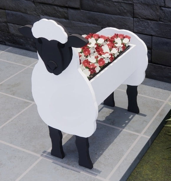 Sheep Planter - Wooden Planter Box - DIY Kit - Realistic Animal Garden Plant Holder