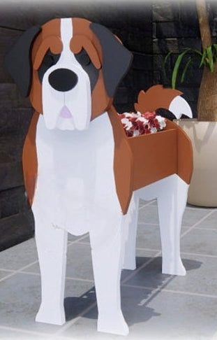 Saint Bernard Dog Planter - Wooden Planter Box - DIY Kit - Realistic Dog Garden Plant Holder