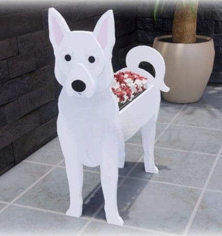 Swiss Shepherd Dog Planter - Wooden Planter Box - DIY Kit - Realistic Dog Garden Plant Holder
