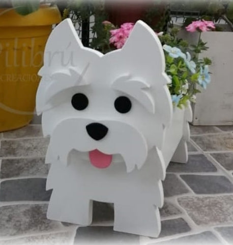West Highland Terrier Planter - Wooden Planter Box - DIY Kit - Realistic Dog Garden Plant Holder