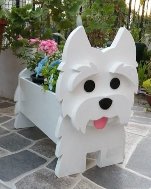West Highland Terrier Planter - Wooden Planter Box - DIY Kit - Realistic Dog Garden Plant Holder