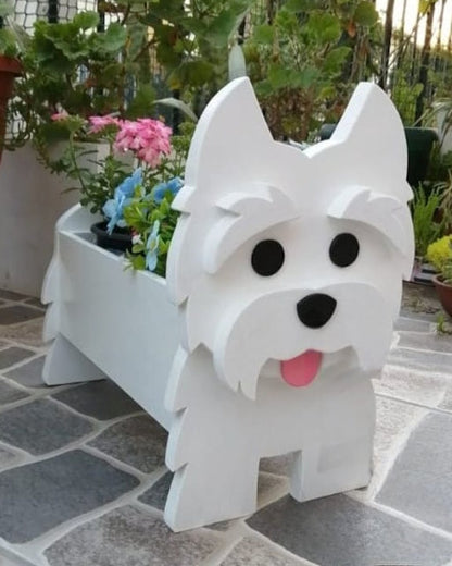 West Highland Terrier Planter - Wooden Planter Box - DIY Kit - Realistic Dog Garden Plant Holder