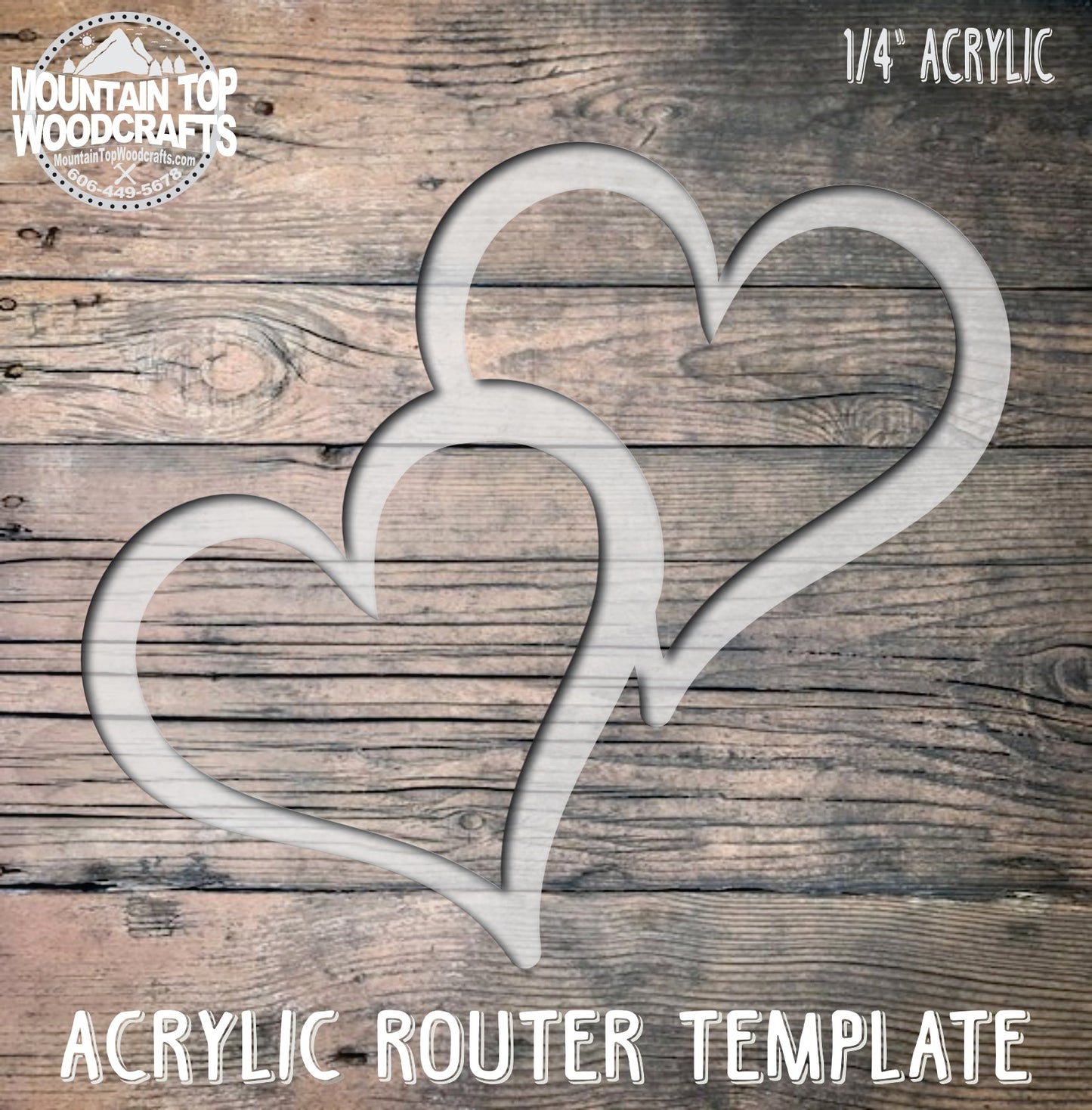Double Heart Tray ~ Acrylic Inlay Router Template Plexiglass Woodworking Guide