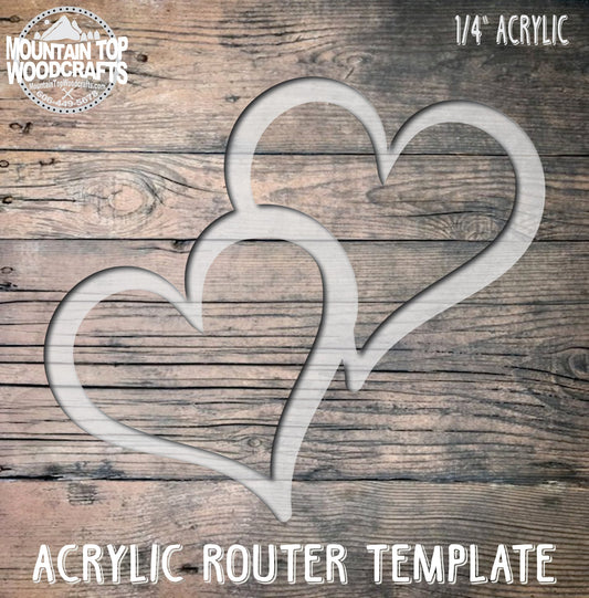 Double Heart Tray ~ Acrylic Inlay Router Template Plexiglass Woodworking Guide