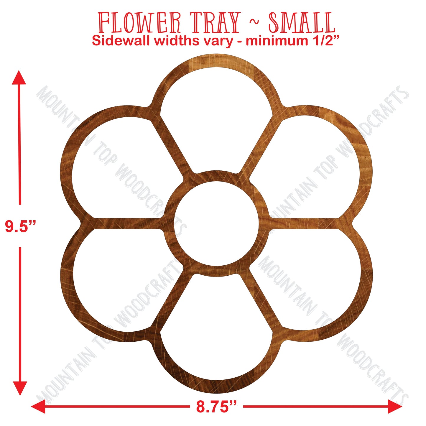 Flower Tray ~ 2 Sizes ~ Acrylic Inlay Router Template Plexiglass Woodworking Guide