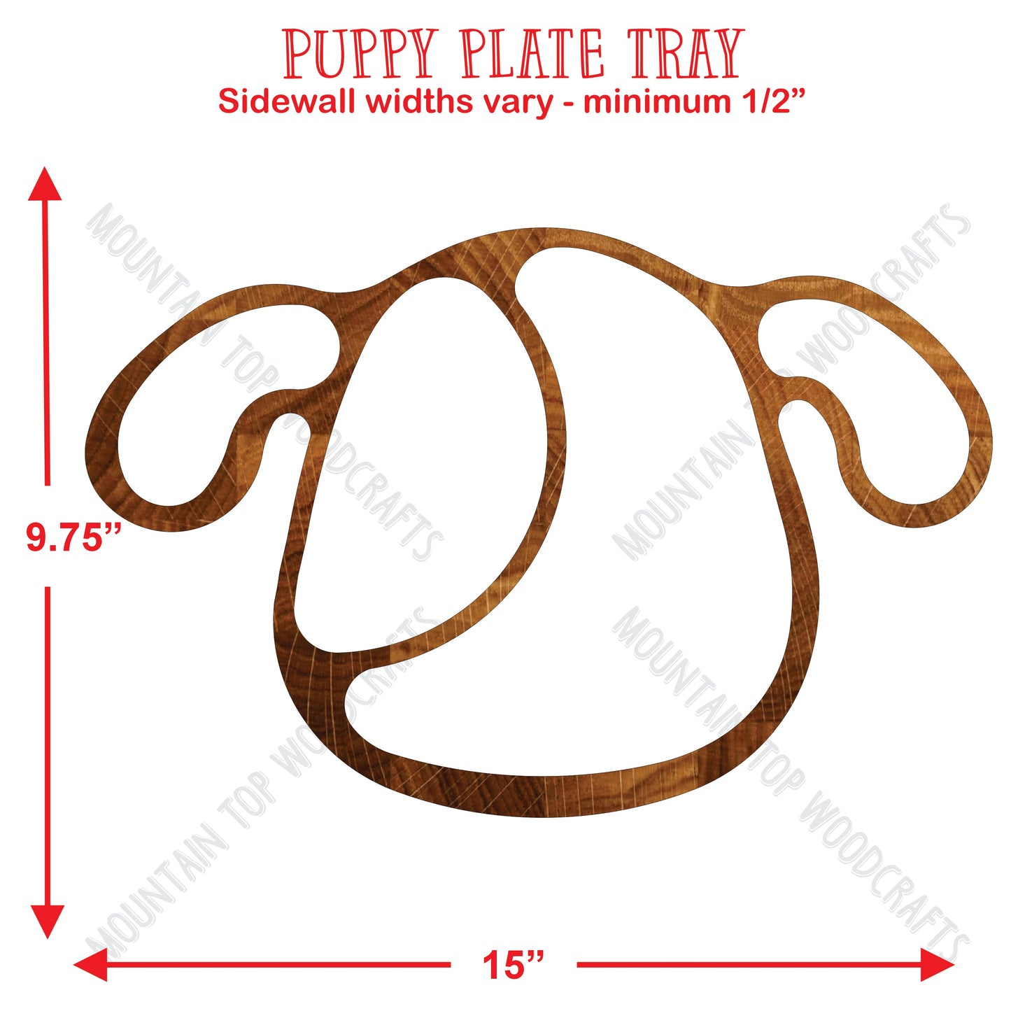 Puppy Dog Plate Tray ~ Acrylic Inlay Router Template Plexiglass Woodworking Guide