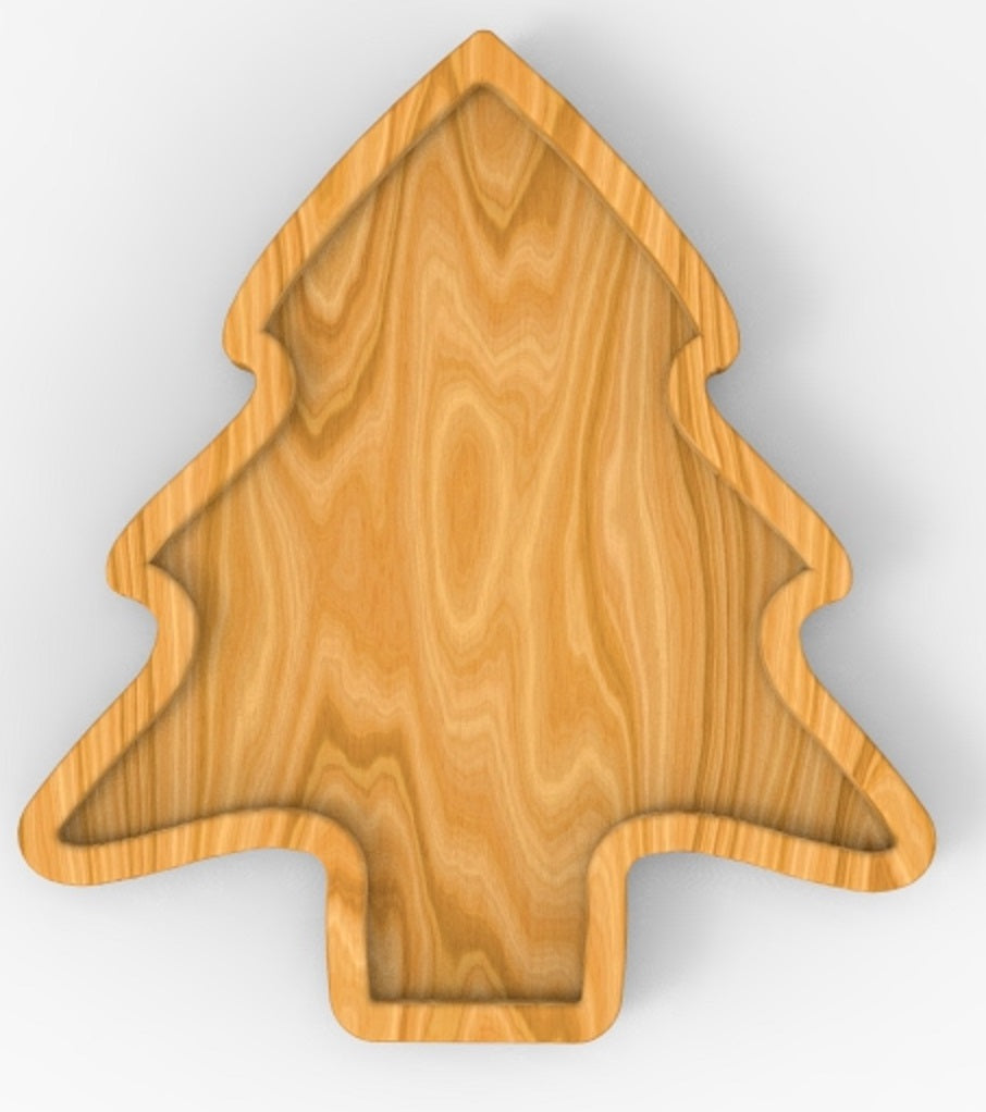 Christmas Tree Holiday Plate Tray 2 ~ Acrylic Inlay Router Template Plexiglass Woodworking Guide