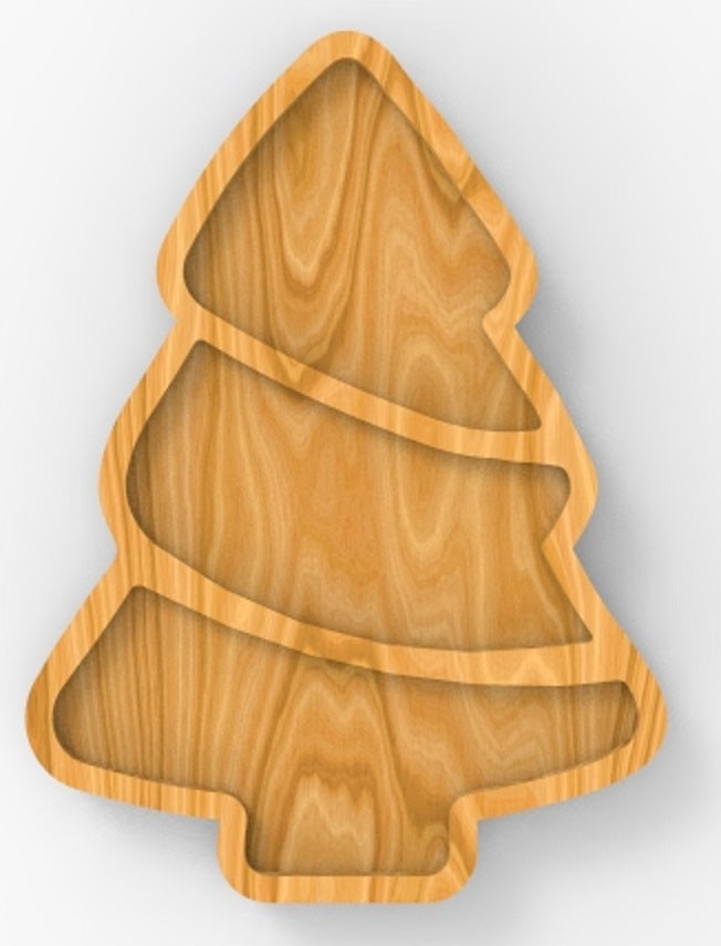 Christmas Tree Holiday Plate Tray 3 ~ Acrylic Inlay Router Template Plexiglass Woodworking Guide