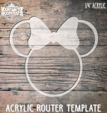 Minnie Mouse Plate Tray ~ Acrylic Inlay Router Template Plexiglass Woodworking Guide