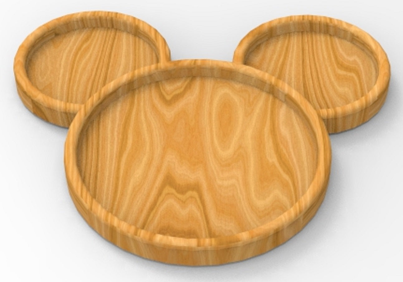 Mickey Mouse Plate Tray ~ Acrylic Inlay Router Template Plexiglass Woodworking Guide