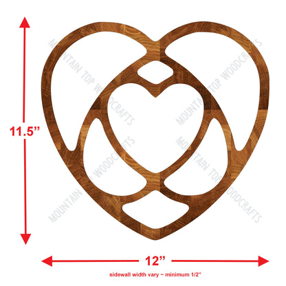 Heart Celtic Tray ~ Acrylic Inlay Wood Router Template Plexiglass Woodworking Guide