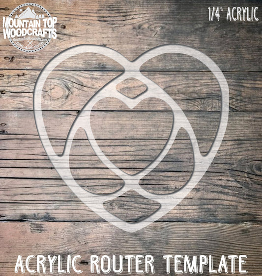 Heart Celtic Tray ~ Acrylic Inlay Wood Router Template Plexiglass Woodworking Guide