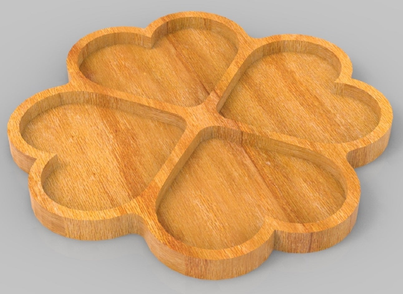 Heart Clover 4 Section Tray ~ Acrylic Inlay Wood Router Template Plexiglass Woodworking Guide