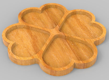 Heart Clover 4 Section Tray ~ Acrylic Inlay Wood Router Template Plexiglass Woodworking Guide