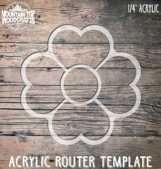 Heart Clover Tray ~ Acrylic Inlay Wood Router Template Plexiglass Woodworking Guide