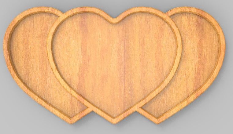 Heart Trio Tray ~ Acrylic Inlay Wood Router Template Plexiglass Woodworking Guide