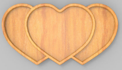 Heart Trio Tray ~ Acrylic Inlay Wood Router Template Plexiglass Woodworking Guide