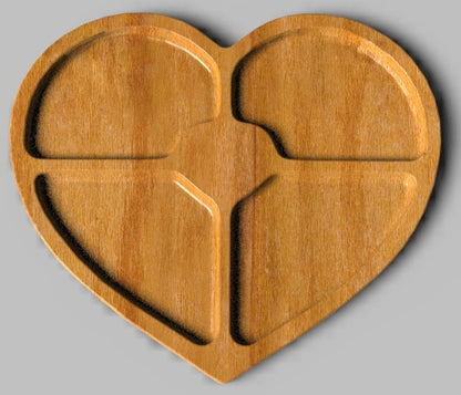 Heart 4 Section Tray ~ Acrylic Inlay Wood Router Template Plexiglass Woodworking Guide