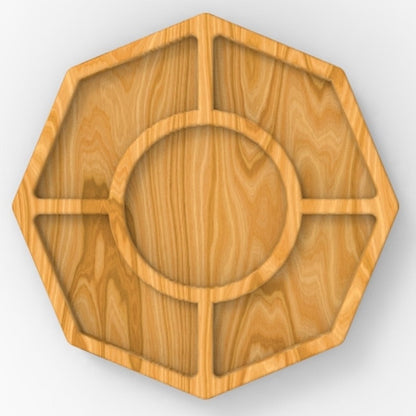 Octagon 5 Section Tray ~ Acrylic Inlay Wood Router Template Plexiglass Woodworking Guide