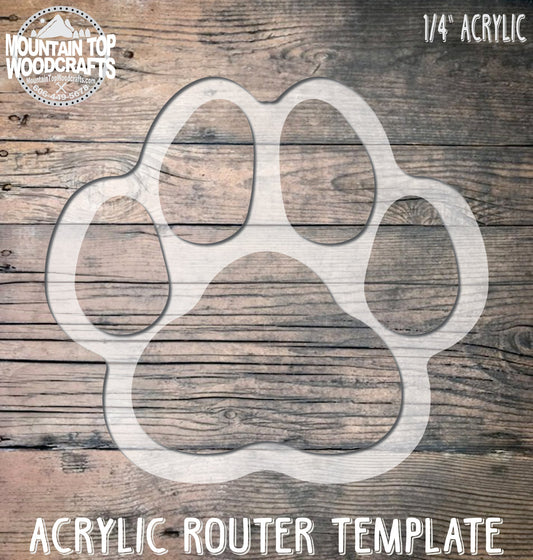 Paw Print Tray 1 ~ Acrylic Inlay Wood Router Template Plexiglass Woodworking Guide