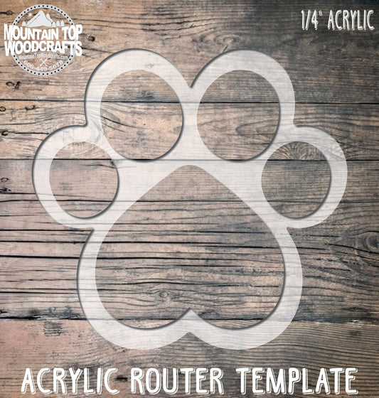 Paw Print Rounded Tray ~ Acrylic Inlay Wood Router Template Plexiglass Woodworking Guide