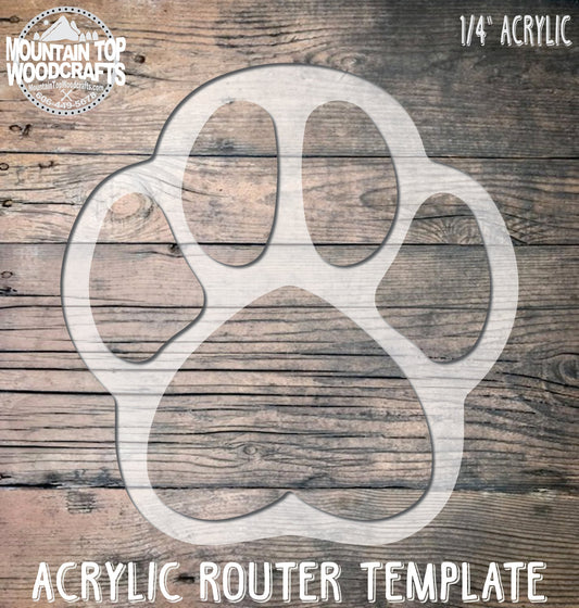 Paw Print Tray 2 ~ Acrylic Inlay Wood Router Template Plexiglass Woodworking Guide