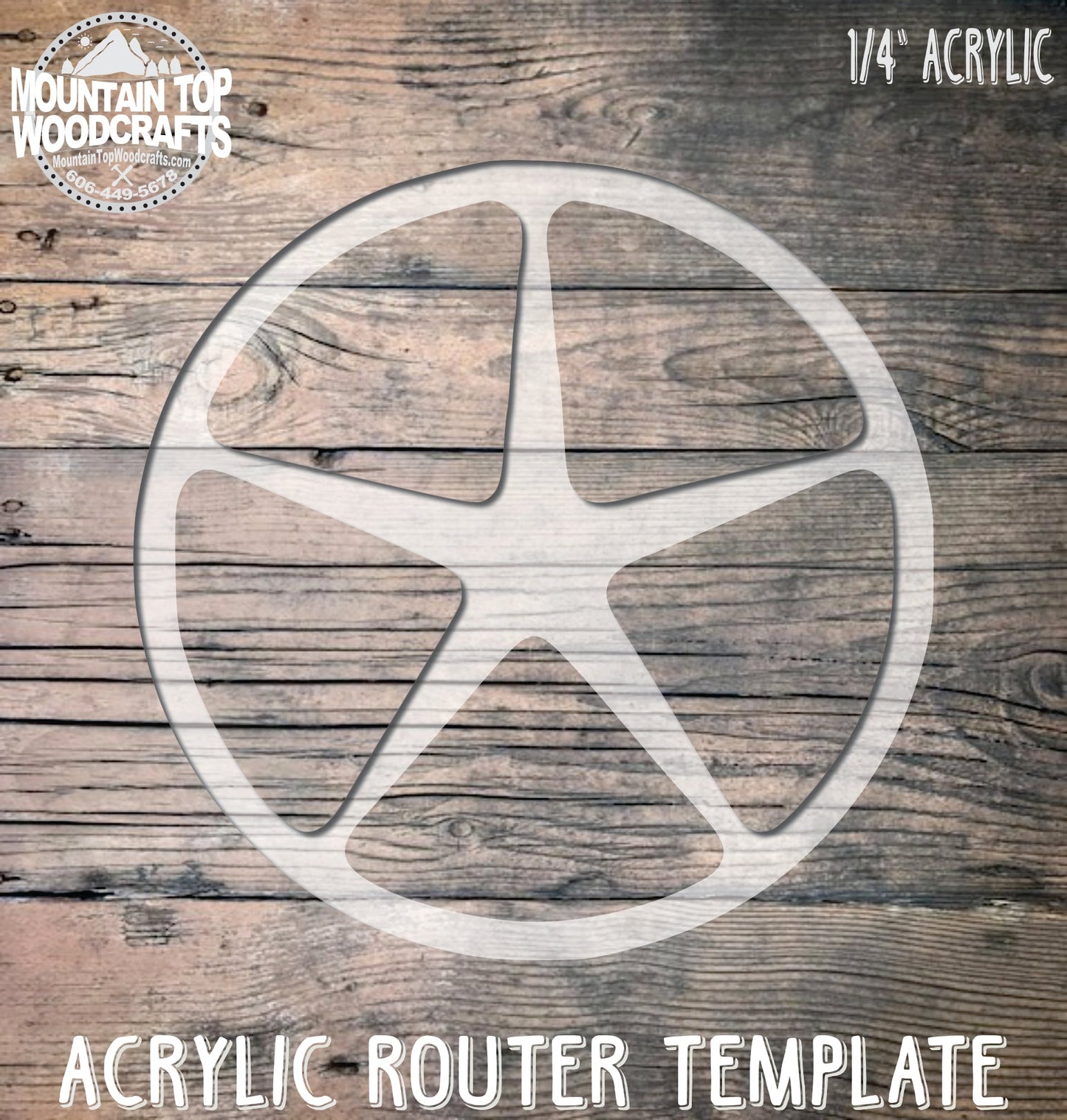 Round 5 Section Star Tray ~ Acrylic Inlay Wood Router Template Plexiglass Woodworking Guide