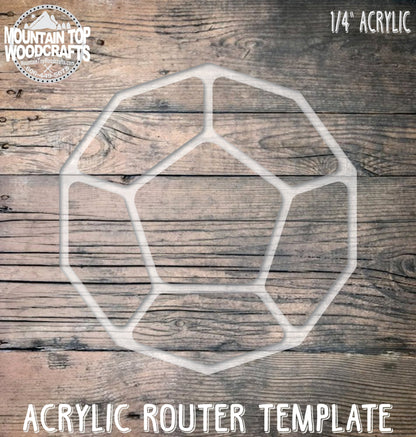 10 Sided Decagon Tray Plate ~ Acrylic Inlay Wood Router Template Plexiglass Woodworking Guide