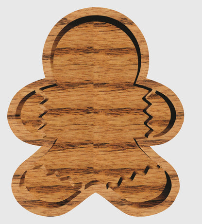 Gingerbread Man Tray ~ Acrylic Inlay Wood Router Template Plexiglass Woodworking Guide