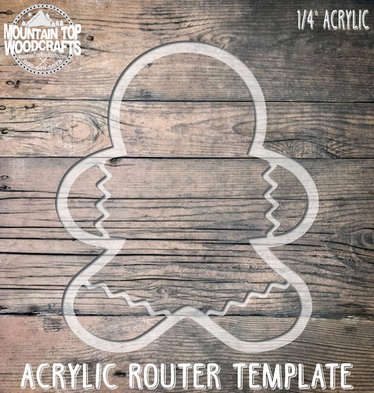 Gingerbread Man Tray ~ Acrylic Inlay Wood Router Template Plexiglass Woodworking Guide