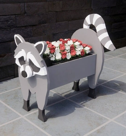 Raccoon Planter - Wooden Planter Box - DIY Kit - Realistic Animal Garden Plant Holder