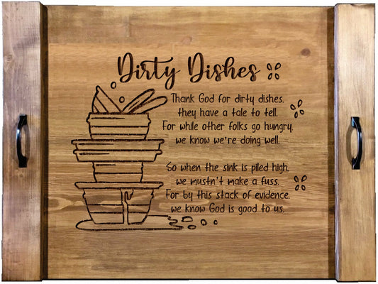 Dirty Dishes Wood Engraved Noodle Board - Stove Cover - Sink Cover - With Handles - Gas or Electric Stove