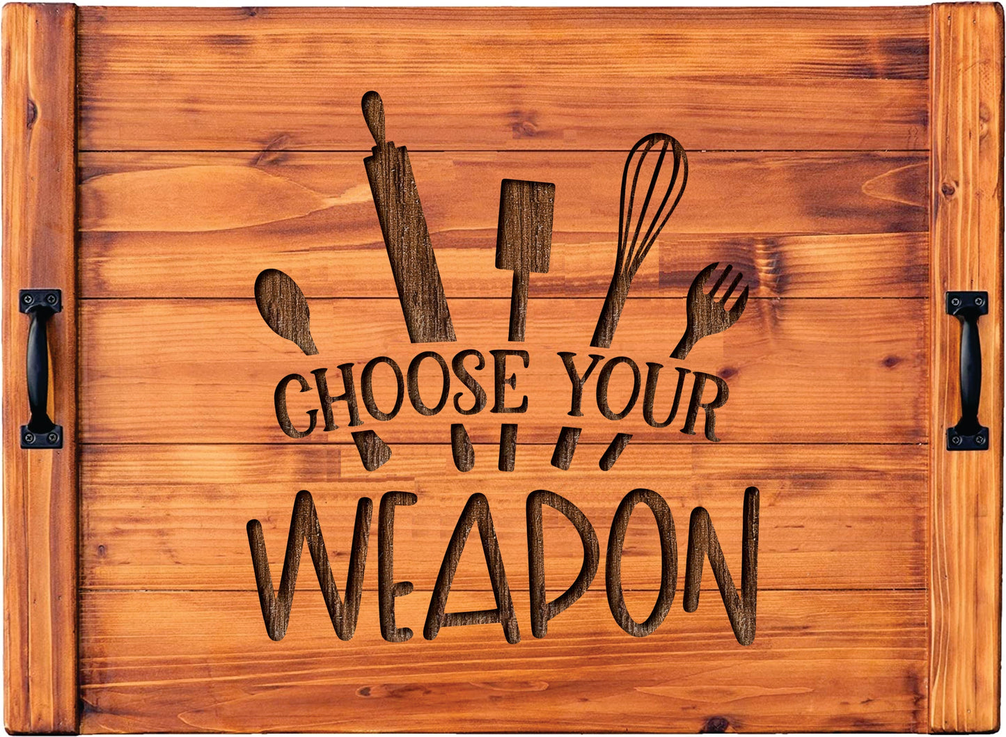 Choice Your Weapon Kitchen Utensils Wood Engraved Noodle Board - Stove Cover - Sink Cover - With Handles - Gas or Electric Stove