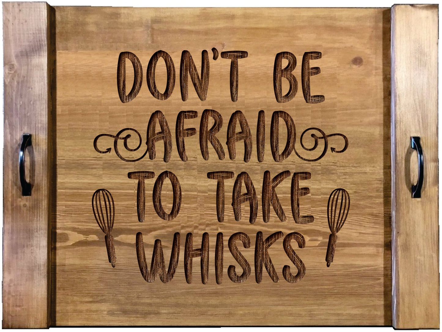 Don't Be Afraid To Take Whisks Wood Engraved Noodle Board - Stove Cover - Sink Cover - With Handles - Gas or Electric Stove