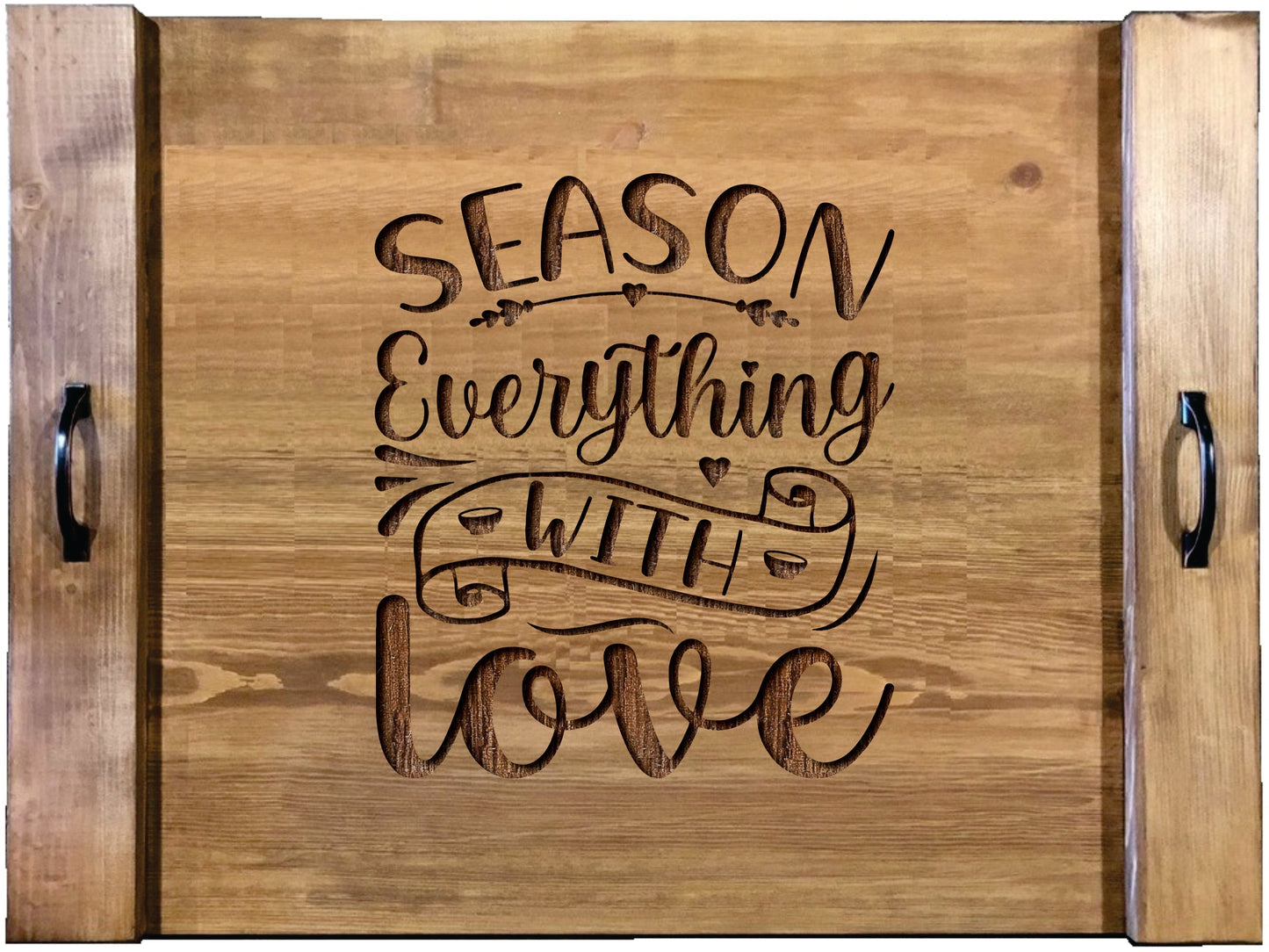 Season Everything With Love Wood Engraved Noodle Board - Stove Cover - Sink Cover - With Handles - Gas or Electric Stove