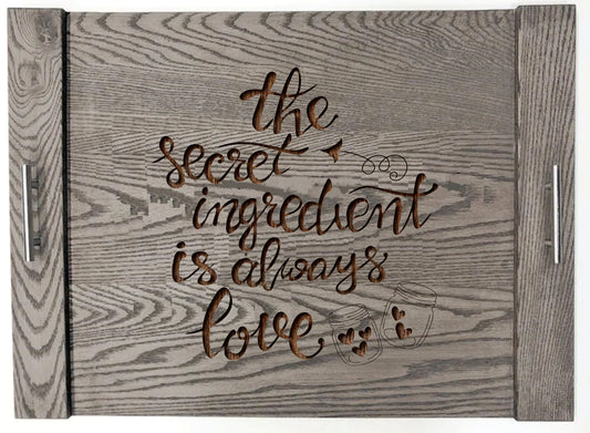 Baking Heart Wood Engraved Noodle Board - Stove Cover - Sink Cover - With Handles - Gas or Electric Stove