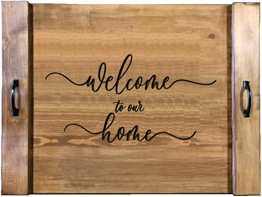 Welcome To Our Home Wood Engraved Noodle Board - Stove Cover - Sink Cover - With Handles - Gas or Electric Stove